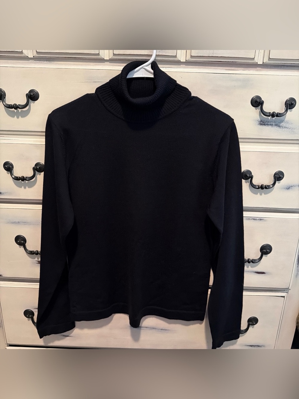 Lord & Taylor Merino Wool Black Turtleneck Sweater Made In Italy Medium